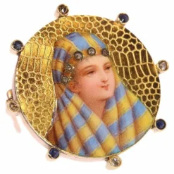 Broche émaillée or