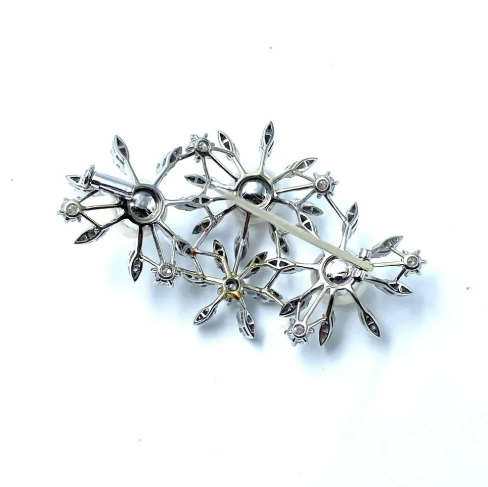 Broche "Marguerites" Diamants Perles