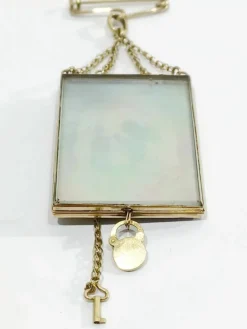 Broche Médaillon Or Rose Verre églomisé