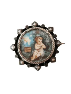 Broche Miniature Et Perles Fines