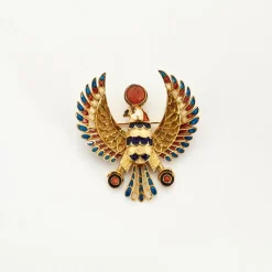 Broche motif égyptien en or jaune et émail