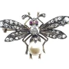 Broche Mouche Perle Fine & Diamants