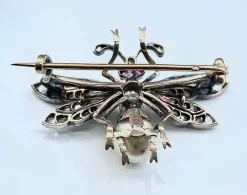 Broche Mouche Perle Fine & Diamants