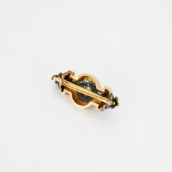 BROCHE NAPOLEON III OR ROSE ET ARGENT