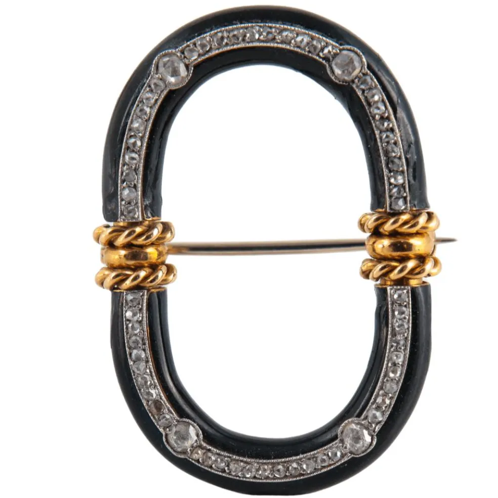 Broche Napoléon III diamants et onyx