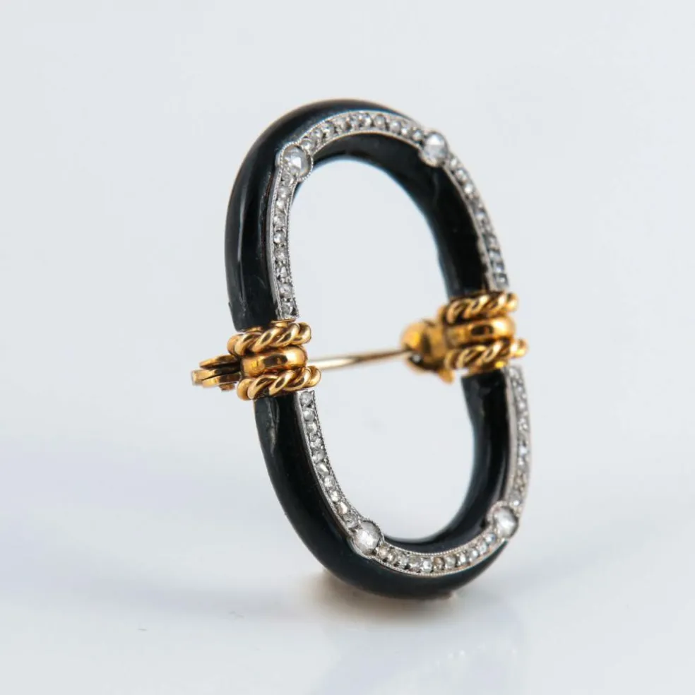 Broche Napoléon III diamants et onyx