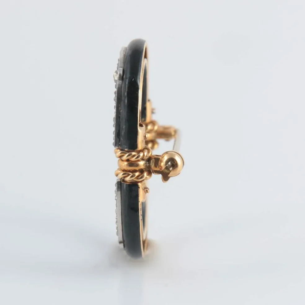 Broche Napoléon III diamants et onyx