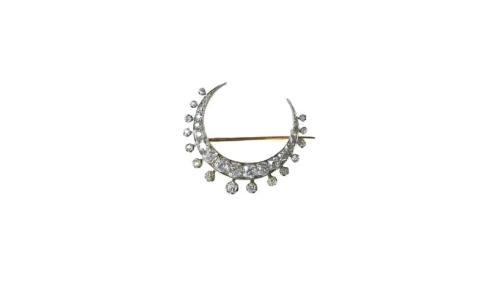 Broche Napoléon III or rose et diamants