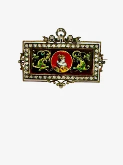 Broche Néo - Renaissance or, émail, diamants