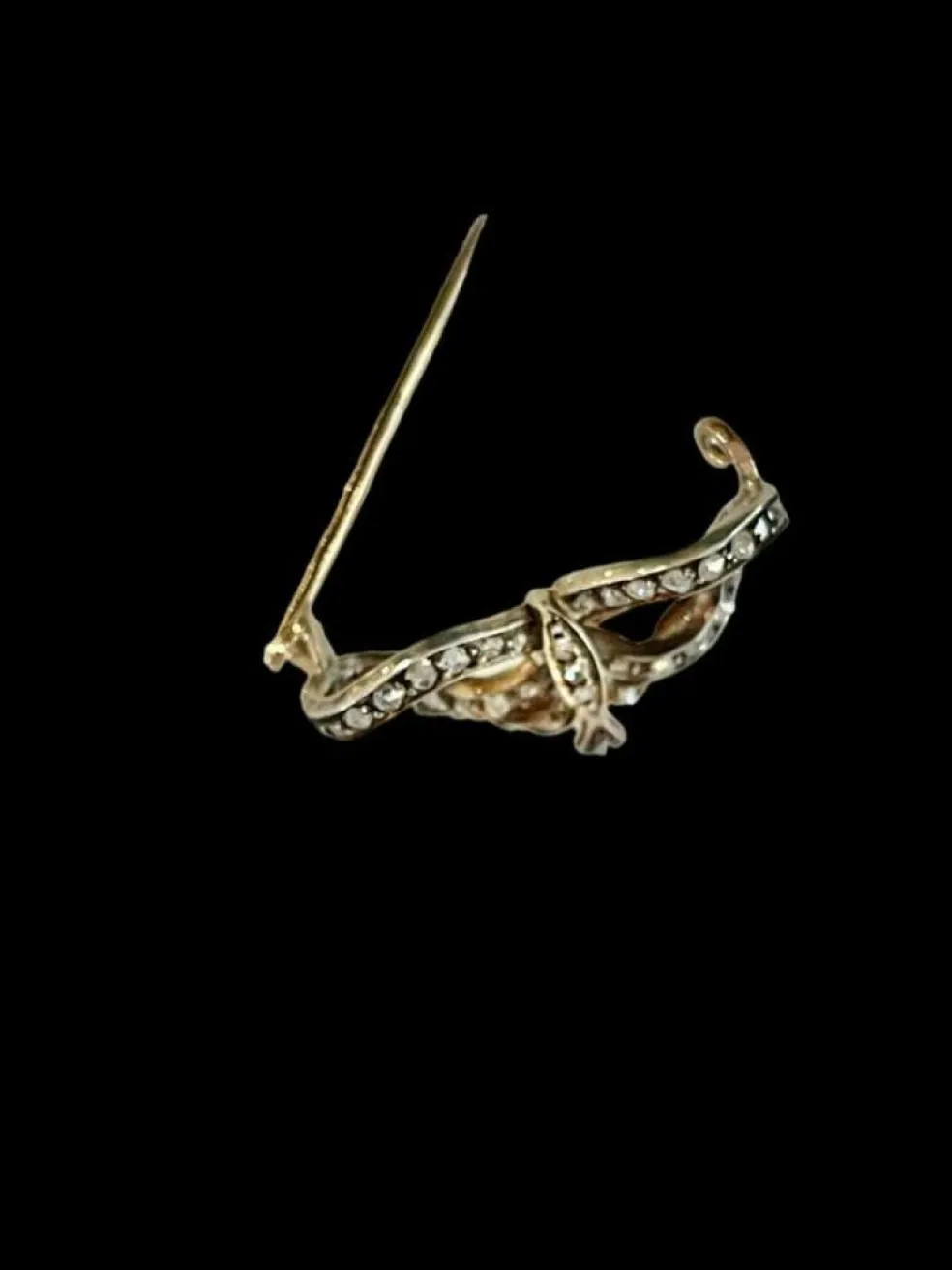 Broche Noeud Or Argent Diamants