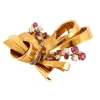 Broche Noeud Or, Diamants, Saphirs