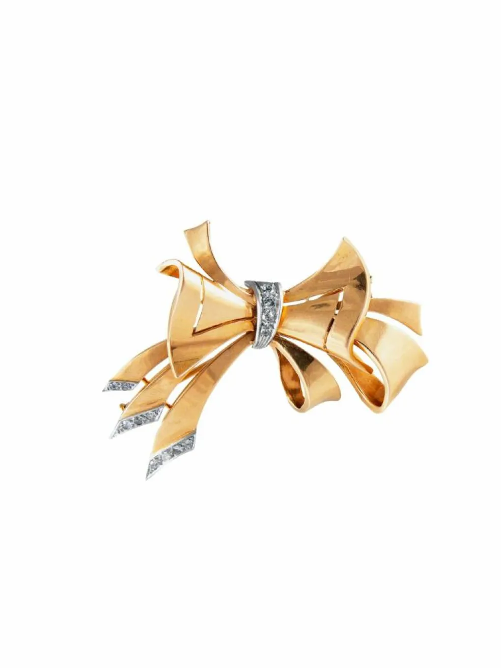 Broche noeud or platine 1940.