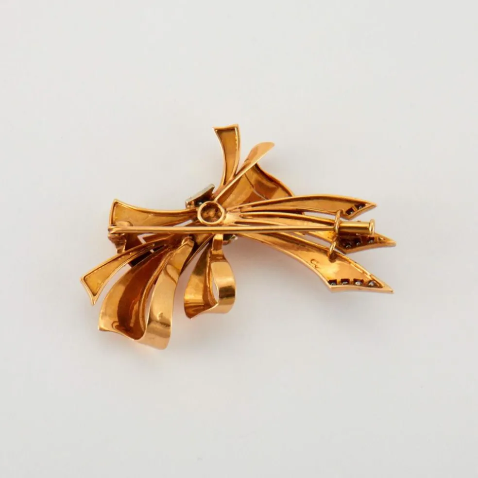 Broche noeud or platine 1940.