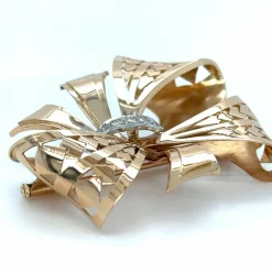 Broche « Noeud » Or Rose - Diamants