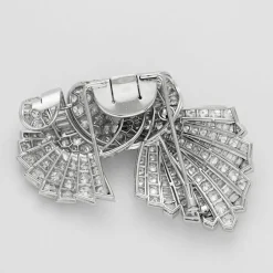 Broche noeud platine diamants