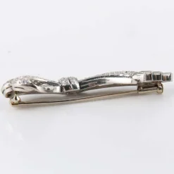 Broche Noeud Platine Diamants