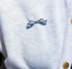 Broche nœud Art Déco platine, diamant, saphirs calibrés