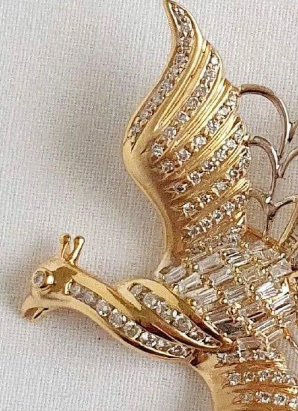 Broche OISEAU DE PARADIS or jaune diamants