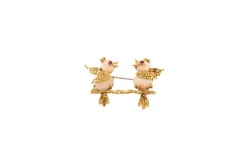 Broche oiseau en or jaune