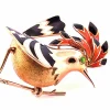 Broche Oiseau Or Jaune, décor émail