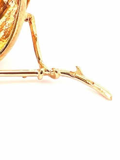 Broche Oiseau Or Jaune, décor émail