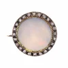 Broche opale diamants émail noir