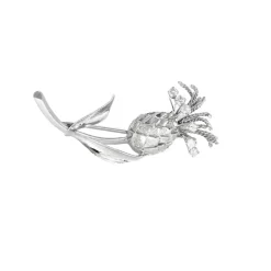 Broche or blanc à décor de Chardon