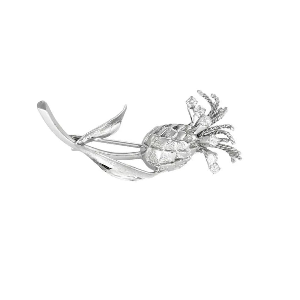 Broche or blanc à décor de Chardon