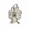 Broche or blanc fleur dentelée