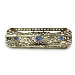 Broche or blanc platine diamants saphirs