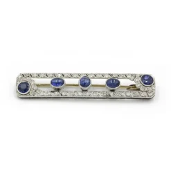 Broche or blanc platine saphirs diamants