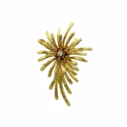 Broche Or, diamant & rubis