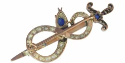 Broche or diamant et saphir