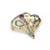 Broche or diamants rubis