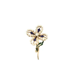 Broche or et diamant et perle