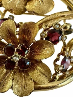 Broche or et grenats d'époque Napoléon III