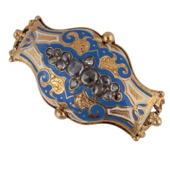 Broche or et émail bleu