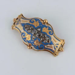 Broche or et émail bleu