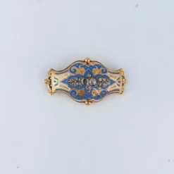 Broche or et émail bleu