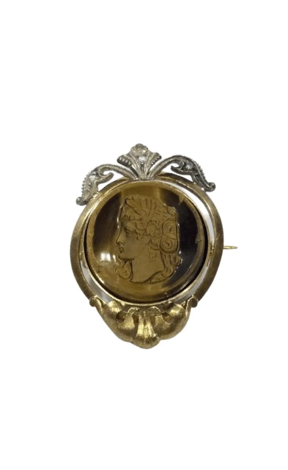 Broche Or et Oeil De Tigre