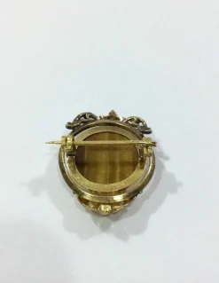 Broche Or et Oeil De Tigre