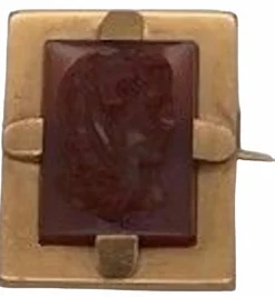 Broche Or Jaune & Agate Camée Femme