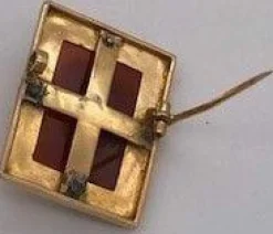 Broche Or Jaune & Agate Camée Femme