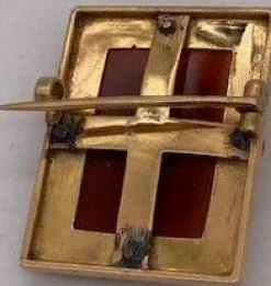 Broche Or Jaune & Agate Camée Femme