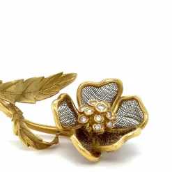 Broche Or Jaune - Forme Fleur - Diamants
