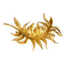Broche or jaune à motif de feuille