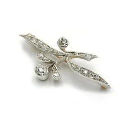 Broche or jaune argent et diamants