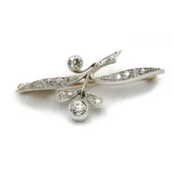 Broche or jaune argent et diamants