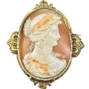 Broche or jaune camée coquille vers 1850