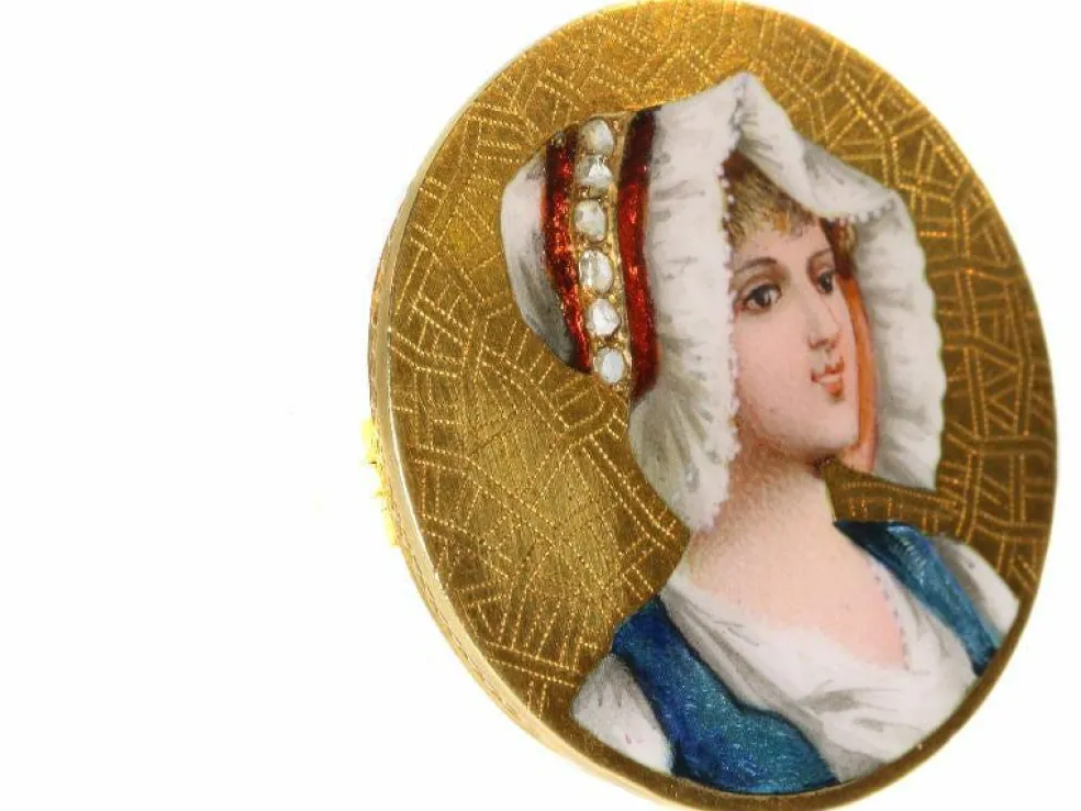 Broche or jaune, diamants